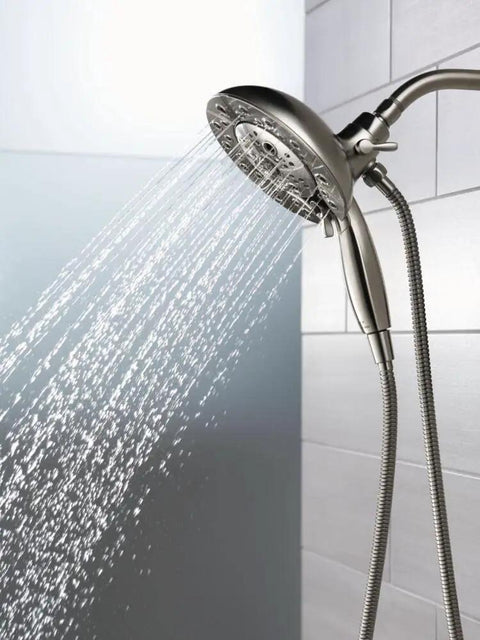 2-In-1 Dual Shower Head With Handheld Spray And Magnetic Docking, H2Okinetic PowerDrench Delivers 3X Coverage, Black Stainless Finish