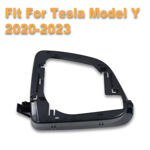 Crisp Fitment Left Side Rearview Mirror Cover Housing For Tesla Model Y 2020 To 2023 black plastic ring frame close-up view