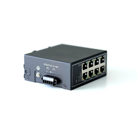 8 Port Industrial Unmanaged Ethernet Switch 10 100 Mbps with DIN Rail or Wall Mount, UL Listed Fanless IP30 Rugged -30 C to 75 C