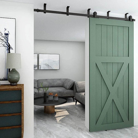 Heavy Duty 6.6 Ft Ceiling Mount Sliding Barn Door Hardware Kit Fits 40 Inch Wide Wooden Doors Easy To Install Smooth And Quiet Operation