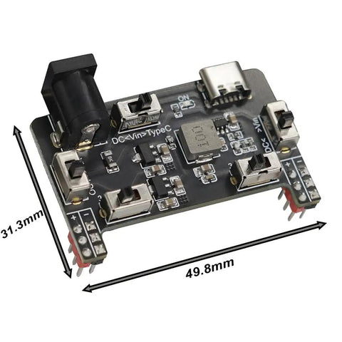 Breadboard Power Supply Module With USB Type C Port And DC 2.1mm Input 3.3V And 5.5V Adjustable Output 0.15A To 2A Simple Plug And Play Charging Kit