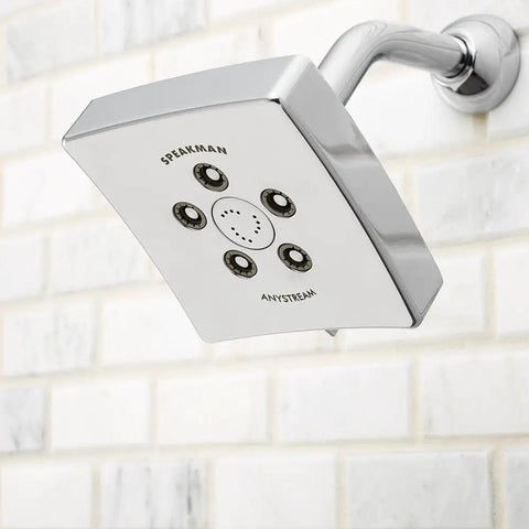 Polished Chrome Kubos Anystream High Pressure Adjustable 2.5 GPM Shower Head With 360 Degree Anystream Technology Modern Square Design