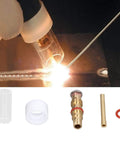 High Temp TIG Welding Torch Accessory Kit With Glass Cup Nozzle For 2 Point 4mm WP17 WP18 WP26 Argon Welder assembly with brass collet and O-ring.
