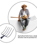 Heavy Duty Outdoor Farming Fork for Gardening And Lawn Cleanup with Iron Pitchfork and Grass Fork Lightweight Yet Tough Multi Tool