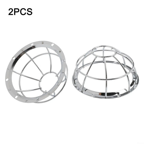 Heavy Duty Iron Smoke Detector Cover With Reinforced Mesh For Maximum Room Security Universal Fit Works Straight Outta The Box No Sweat Setup Top Shelf Protection Two Piece Set, silver mesh guard.