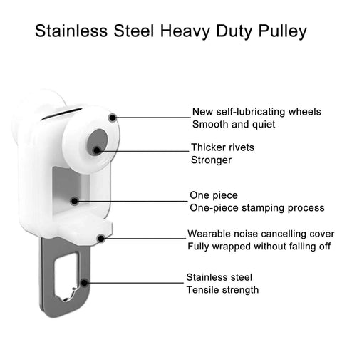 Solid Adjustable Ceiling Curtain Track System 1 To 20 Feet Length Fits Any Room Divider Layout Comes With Premium Roller Hardware And End Caps For Smooth Gliding Heavy Load Durability Perfect White Rail stainless steel pulley