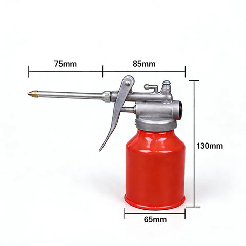 AOLOMZ 250ml red metal hand-feed oil can with straight nozzle and pump lever