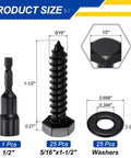 Beefy Heavy Duty Stainless Steel 304 Hex Head Lag Screws Kit, 5/16 x 1-1/2 Inch, dimensions and components shown