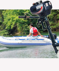 Powerful 3.5HP 2 Stroke Outboard Motor With Water Cooling System mounted on inflatable boat on river