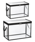 Store Your Stuff Like A Pro With These Sleek Clear Storage Bins Featuring Smooth Zipper Closures And Heavy Duty Reinforced Handles. Two clear PVC bins with zippers.