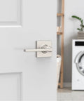 Interior Passage Door Lever For Closet And Hallway Doors, Reversible Non Locking Handle In Satin Nickel Finish With Microban Protection