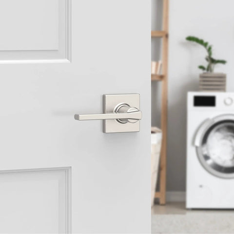 Interior Passage Door Lever For Closet And Hallway Doors, Reversible Non Locking Handle In Satin Nickel Finish With Microban Protection