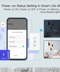 Triple Dimmer Smart Switch For LED Lights With Full Range Dimming, WiFi enabled app settings interface and usage examples.