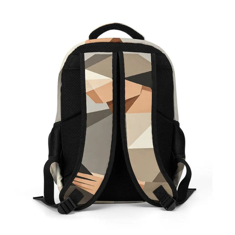 Back view of Low Poly Papercraft Reader Portrait Backpack showing straps and breathable polyester material