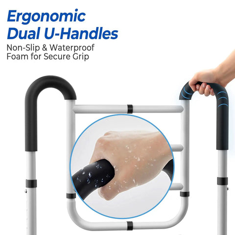 Dual Side Bed Rails For Seniors With 350 Pound Capacity ASTM Approved 4 Bar Anti Tip Frame Ergonomic U Handles close-up