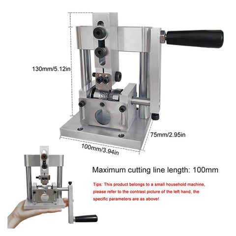 Essential Hand Crank Wire Stripping Machine For Copper Cable shown with compact design and dimensions, perfect for 1-15mm wire diameter jobs.