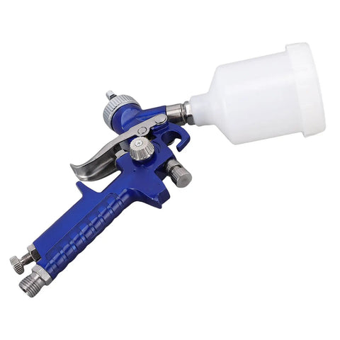 Heavy Duty Gravity Feed Hvp Spray Gun With 1.0Mm Brass Nozzle, blue design, 100ml cup for auto detailing and DIY projects.