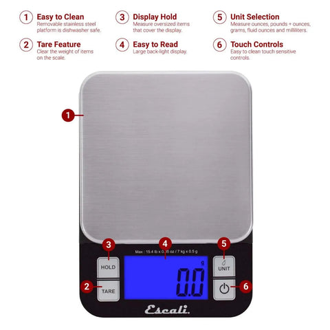 Nutro Digital Food Scale For Real Precise Weighing And Portion Control, Meal Prep Friendly, display hold, tare, stainless steel