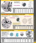 Catalog page showing 3-jaw plain back lathe chucks, details on design, sizes, and self-centering features.