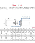 Technical diagram of Assorted M3 To M12 304 Stainless Steel Axis Pins With Holes Flat Head Cylindrical Pins Dowels GB882 for sizes