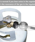 Propane Regulator And Hose Type One QCC1 Universal Grill Regulator Replacement Parts installed on LP gas tank.