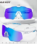 Top and side view of Polarized Sports Sunglasses With Five Interchangeable UV400 Lenses For Men Women And Youth For Running Cycling Baseball Fishing Hiking And Driving Includes Color Lenses For Sunny Or Cloudy Polarized Black Yellow Night And Light Blue Fog Clear.