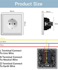 Top Shelf North American Standard Single Wall Power Socket Bulk Pack product size diagram with wiring details and measurements.