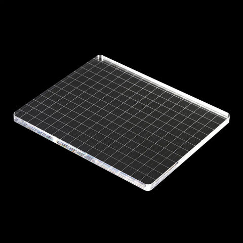 Clear Acrylic Stamp Block With Grid Lines 6x5 Inch For Scrapbooking And Card Making, Precise Alignment For DIY Crafts, Smooth Surface, Reusable Stamping Platform For Crafty Folks And Hobbyists. Transparent 160 x 130 mm acrylic block with grid lines