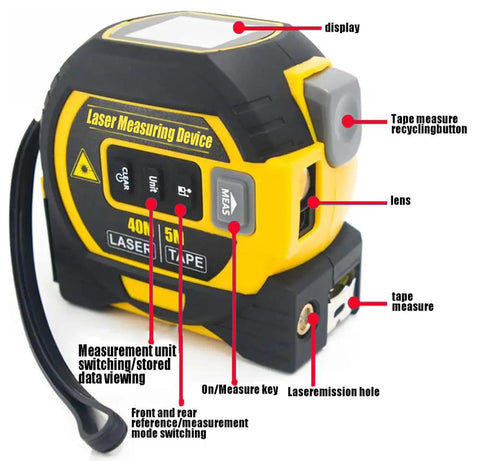 Sick 3 In 1 Laser Tape Measure With Digital Distance Reader And Pro Laser Crosshair. Fire Accuracy For Construction And Diy Projects. Packs 16 Foot Steel Tape Plus 197 Foot Laser Sight. An Absolute Game Changer For House Refits And Floor Layouts.