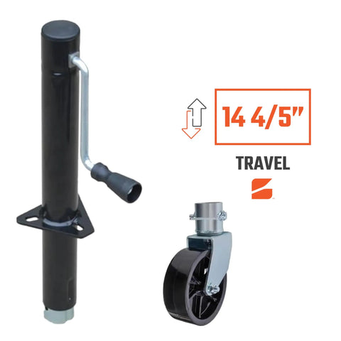 Side Wind Beefed Up Trailer Jack Bundle With 5000 Lb Lift Capacity 1200 Lb Caster Mobility Manual Crank A Frame Mount Footpad