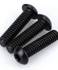 50 Pack 10-32 X 1 Inch Button Head Socket Cap Screws Stainless Steel 304 Allen Hex Drive Coarse Thread Black Coated showing three screws