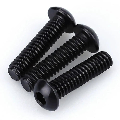 50 Pack 10-32 X 1 Inch Button Head Socket Cap Screws Stainless Steel 304 Allen Hex Drive Coarse Thread Black Coated showing three screws