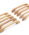 Unfinished Beech Wood Drawer Knobs Pulls Handles Set Of 10 For Cabinets And Furniture 5 Inch Hole Centers Ready To Stain Or Paint