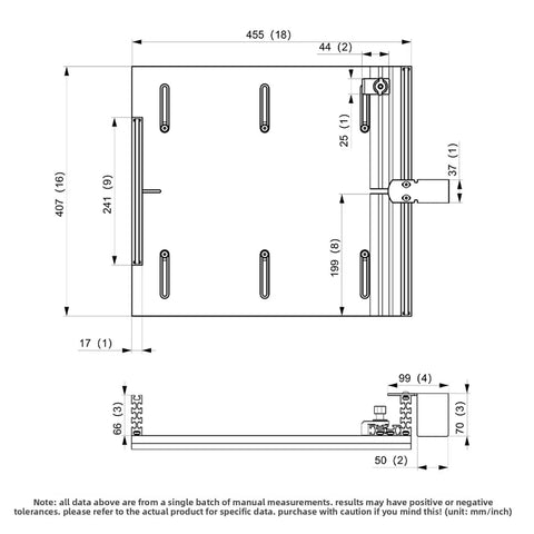 Technical drawing of Crosscut Sled For Table Saw With Adjustable Track Aluminum Fence Woodworking Jig Router Sled Kit For 3/4x3/8 Miter Slot Ultra Accurate Cuts Rock Solid Stability Pro Shop Must Have, dimensions detailed.