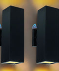 Up And Down Outdoor Wall Light With Dusk To Dawn Sensor Pack Of 2 Matte Black Exterior Sconces for front porch lighting