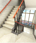 Heavy Duty Metal Iron Spindles For Indoor Stair Railing And Deck Balusters Featuring Hella Solid Square Shape and Quick Screw Install Kit viewed in modern stairway.