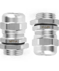 Stainless Steel Cable Gland 1/4 NPT Waterproof Metal Cable Gland Adjustable Protector for 3-6.5mm Cables with Sealing Cap Rustproof and Durable Heavy Duty Industrial Grade 2 Pack, two stainless steel glands