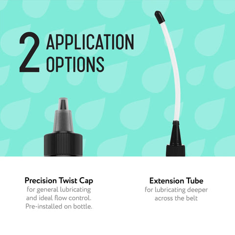 100 Percent Silicone Treadmill Lubricant For Quiet Belt Performance bottle with twist cap and extension tube options