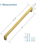 10 Inch Brushed Brass Cabinet Pulls 30 Pack Square Bar Kitchen Handles Gold Hardware For Cabinets And Drawers with measurements