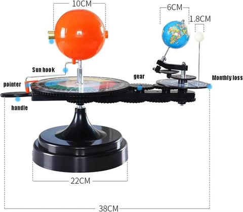 Three Sphere Sun Earth Moon Orbital Motion Teaching Model Hands On Interactive Astronomy Education Tool For Classroom Demonstrations Geography And Space Science Learning Aid, 38cm ABS plastic