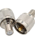 UHF SO239 Male To F Type Antenna Adapter 4 Pack F Female To PL259 Male Connector, nickel plated with gold contacts shown