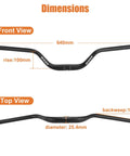 Aluminum 25.4mm Mountain Bike Handlebar 640mm Long 100mm Rise 10 Degree Backsweep Ergonomic Rise Bar dimensions