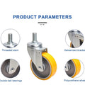 Heavy Duty Caster Wheels With MX Threaded Stem For Workbench Furniture And Cart Use Swivel Locking Casters With Brakes Non Slip PU