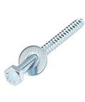 Heavy Duty One Quarter Inch By Three Inch Lag Bolts Set With 100 Pieces Lag Screws And 100 Pieces USS Flat Washers Zinc Plated Carbon Steel Outdoor Wood Fasteners With Deep Sharp Threads And Hex Heads For Decks Fences And Woodworking Projects close-up view of zinc-plated bolt.