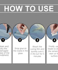Upgraded Windshield Crack Repair Kit With Advanced Glass Repair Liquid instructions for fixing chips and cracks.