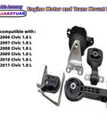 Four Piece Engine Mount Kit for 2006-2011 Honda Civic 1.8L with durable rubber insulators for vibration damping, visible on white background.