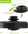 Side view of 12 Tooth Centrifugal Clutch With Three Quarters Inch Bore For 2 To 6.5 HP Engines dimensions labeled