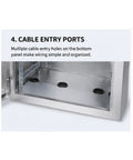 Rugged 304 Stainless Steel Outdoor Electrical Enclosure Waterproof Junction Box With Ventilated Side Panels All Weather IP Rated Corrosion Resistant Housing For Indoor And Outdoor Electrical Installations, bottom cable ports