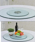 Tempered Glass Lazy Susan Turntable Rotating Tray for dining tables with fruits and wine, smooth 360-degree spin, large diameter