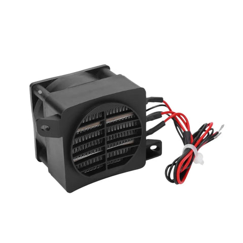 Top Shelf 220 Volt 300 Watt Electric Ceramic Ptc Air Heater With Built In Fan And Smart Thermostatic Control showing heating element and wiring.
